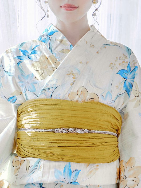 画像5: 【即日発送】ブルーとイエローのニュアンス水仙浴衣 【浴衣３点セット 浴衣/帯/下駄】[YMT]