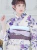 画像4: 【即日発送】白地xパープルグラデーション浴衣   OBI-hira-100-ok-8-PLxLPL / HIMO-900-yn-4-GYxGY / YA-1023-wk-BL / HEKO-800-sb-5-W / GETA-02-ok-6-PL [YMT]