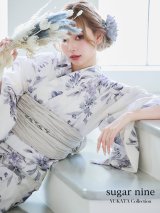 【即日発送！】可憐なニュアンスパープル鈴蘭浴衣 siwa38 / HIMO-900-yn-4-GYxGY / YA-953-kn-BL / HEKO-800-sb-5-W / GETA-02-ok-2-IV [YMT]
