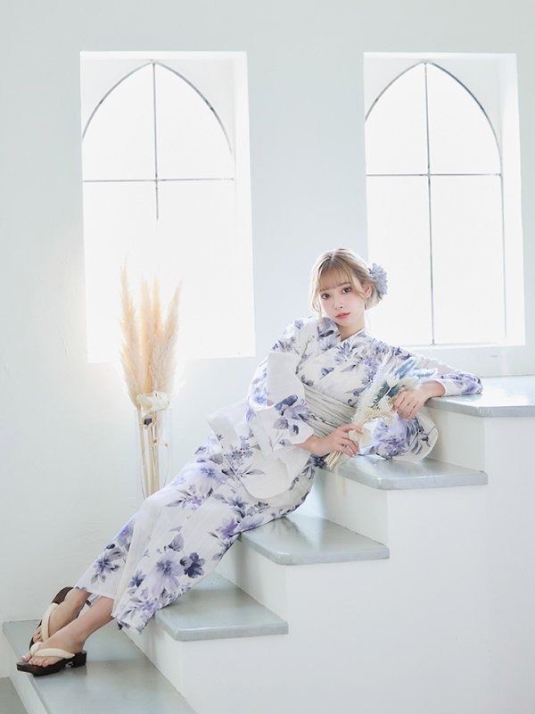 画像9: 【即日発送！】可憐なニュアンスパープル鈴蘭浴衣 【浴衣３点セット 浴衣/帯/下駄】[YMT]