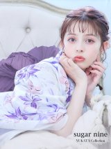 【即日発送】パープルxピンクの百合浴衣   OBI-siwa-200-kj-5-Li / HIMO-900-yn-8-P / YA-953-kn-W / HEKO-800-sb-5-W / GETA-02-ok-5-P [YMT]
