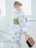 画像11: 水墨風イエロー×ブルー牡丹浴衣  (浴衣/帯/飾り紐/下駄4点セット)  OBI-siwa-202-ok-12-GR / KZH-3 / YA-1081-kj-BR / HEKO-800-sb-5-W / GETA-03-ok-4-IV [YMT]