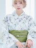 画像5: 水墨風イエロー×ブルー牡丹浴衣  (浴衣/帯/飾り紐/下駄4点セット)  OBI-siwa-202-ok-12-GR / KZH-3 / YA-1081-kj-BR / HEKO-800-sb-5-W / GETA-03-ok-4-IV [YMT]