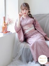 【即日発送】ダスティピンクのレース浴衣 OBI-hira-100-ok-10-PxCM/ HIMO-901-wk-6-MOC / YA-1081-kj-P/ HEKO-800-sb-4-P / GETA-02-ok-5-P [YMT]