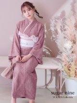 【即日発送】ダスティピンクのレース浴衣 OBI-hira-100-ok-10-PxCM / HIMO-903-kj-W / YA-1081-kj-P / HEKO-800-sb-4-P / GETA-02-ok-5-P [YMT]