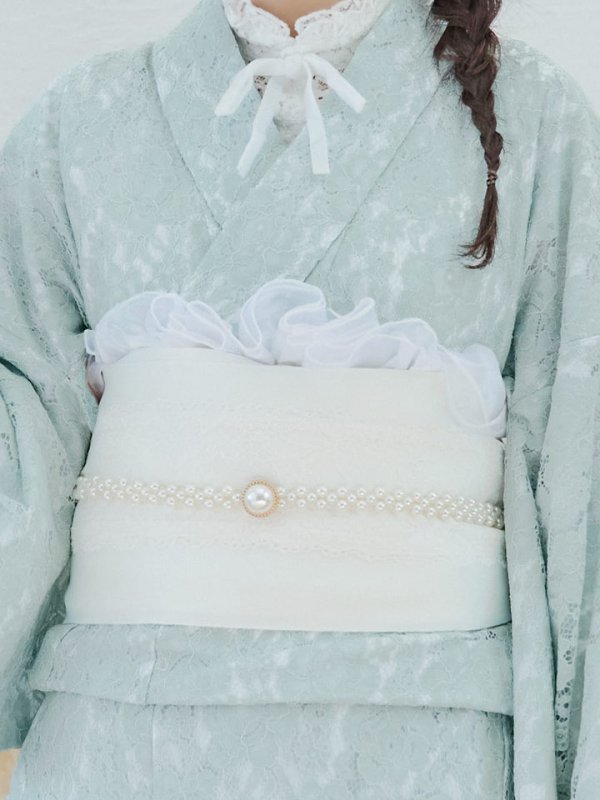 画像5: 【即日発送】ダスティーミントのレース浴衣【浴衣３点セット 浴衣/帯/下駄】[YMT]