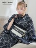 画像3: 【即日発送】ブラックレース浴衣 【浴衣３点セット 浴衣/帯/下駄】   OBI-hira-100-ok-15-WxW / HIMO-901-wk-4-GY / YA-1086-wk-B / HEKO-800-sb-5-W / GETA-02-ok-2-IV [YMT]