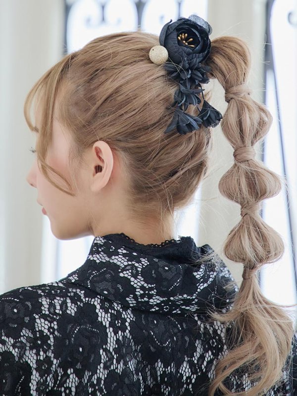 画像6: 【即日発送】ブラックレース浴衣 【浴衣３点セット 浴衣/帯/下駄】[YMT]