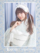 【即日発送】【浴衣】くすみブルー地x小花レース浴衣  OBI-hira-100-ok-15-WxW / HIMO-900-yn-4-GYxGY /  HEKO-800-sb-5-W / GETA-02-ok-3-LBL) [YMT]