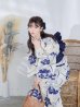 画像11: 【予約商品/5月中旬発送予定】水彩椿の綺麗系浴衣 OBI-siwa-200-kj-12-DKBL / HIMO-900-yn-4-GYxGY / YA-947-kj-BL / HEKO-800-sb-5-W / GETA-02-ok-3-LBL /yo  [YMT]