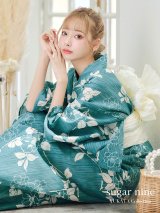 【予約/5月中旬発送予定】【浴衣】アクアブルー椿浴衣  OBI-siwa-200-kj-13-OW / HIMO-900-yn-6-MI / YA-1081-kj-BL / HEKO-800-sb-5-W / GETA-02-ok-3-LBL [YMT]