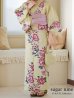 画像1: 【浴衣】イエロー地xピンク牡丹浴衣  OBI-siwa-200-kj-8-P / HIMO-900-yn-3-GYxGD / YA-940-kj-GYPL / HEKO-800-sb-5-W / GETA-02-ok-6-PL [YMT] (1)