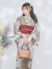画像10: 【即日発送】ブラウンストライプにガーベラ花浴衣 【浴衣３点セット 浴衣/帯/下駄】[YMT]