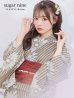 画像3: 【即日発送】ブラウンストライプにガーベラ花浴衣 【浴衣３点セット 浴衣/帯/下駄】[YMT]