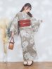 画像4: 【即日発送】ブラウンストライプにガーベラ花浴衣 【浴衣３点セット 浴衣/帯/下駄】[YMT]