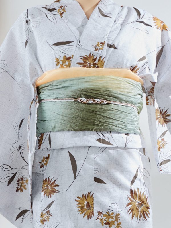 画像17: 【即日発送】グレー地×マーガレット浴衣【浴衣３点セット 浴衣/帯/下駄】[YMT]