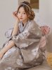 画像1: 【即日発送】グレージュ線画フラワー浴衣 OBI-siwa-200-kj-8-P / HIMO-900-yn-7-MOC / HEKO-800-sb-5-WH / YA-1079-kj-7-W / GETA-01-kj-7-P/ [YMT] (1)