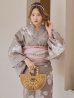 画像3: 【即日発送】グレージュ線画フラワー浴衣 OBI-siwa-200-kj-8-P / HIMO-900-yn-7-MOC / HEKO-800-sb-5-WH / YA-1079-kj-7-W / GETA-01-kj-7-P/ [YMT]