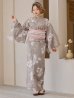 画像4: 【即日発送】グレージュ線画フラワー浴衣 OBI-siwa-200-kj-8-P / HIMO-900-yn-7-MOC / HEKO-800-sb-5-WH / YA-1079-kj-7-W / GETA-01-kj-7-P/ [YMT]