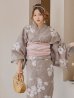 画像6: 【即日発送】グレージュ線画フラワー浴衣 OBI-siwa-200-kj-8-P / HIMO-900-yn-7-MOC / HEKO-800-sb-5-WH / YA-1079-kj-7-W / GETA-01-kj-7-P/ [YMT]