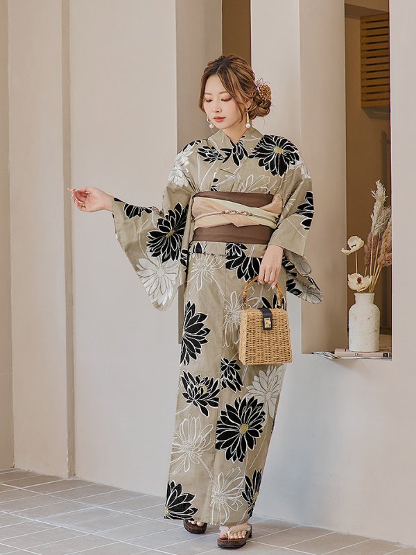 画像10: 【即日発送】レトロモダンマーガレット浴衣【浴衣３点セット 浴衣/帯/下駄】[YMT]