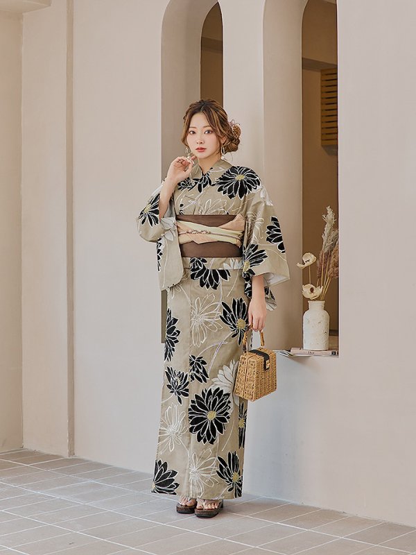 画像11: 【即日発送】レトロモダンマーガレット浴衣【浴衣３点セット 浴衣/帯/下駄】[YMT]