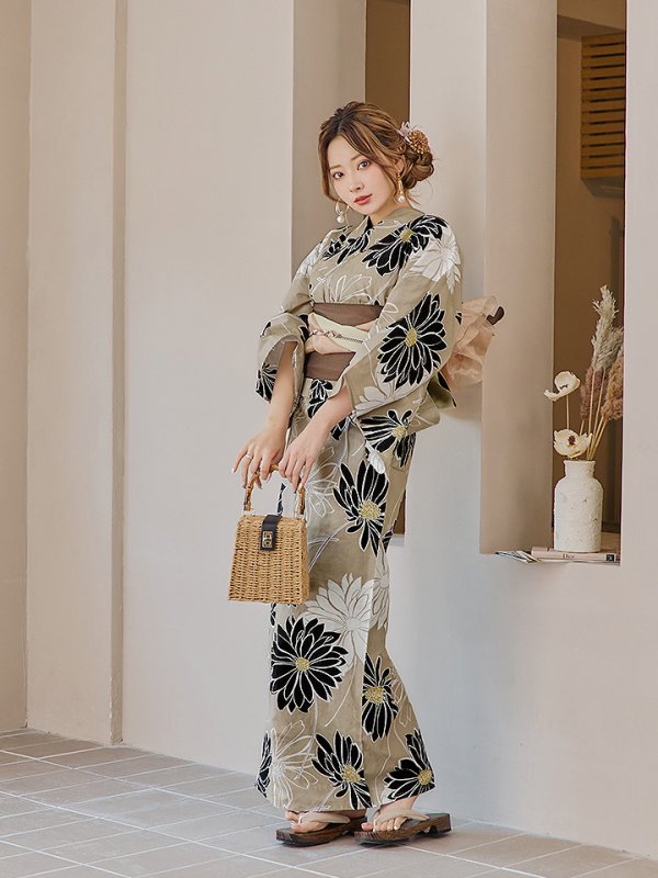 画像16: 【即日発送】レトロモダンマーガレット浴衣【浴衣３点セット 浴衣/帯/下駄】[YMT]