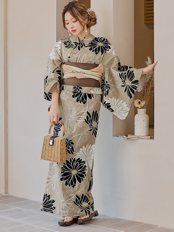 画像17: 【即日発送】レトロモダンマーガレット浴衣【浴衣３点セット 浴衣/帯/下駄】[YMT]