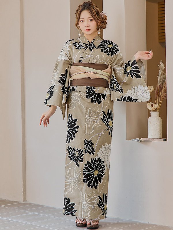 画像4: 【即日発送】レトロモダンマーガレット浴衣【浴衣３点セット 浴衣/帯/下駄】[YMT]