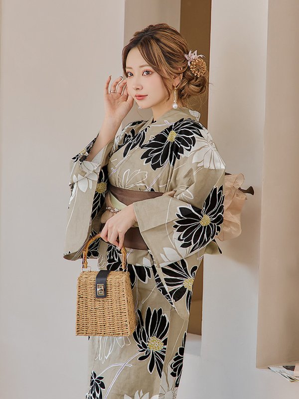 画像7: 【即日発送】レトロモダンマーガレット浴衣【浴衣３点セット 浴衣/帯/下駄】[YMT]