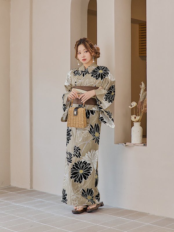 画像8: 【即日発送】レトロモダンマーガレット浴衣【浴衣３点セット 浴衣/帯/下駄】[YMT]