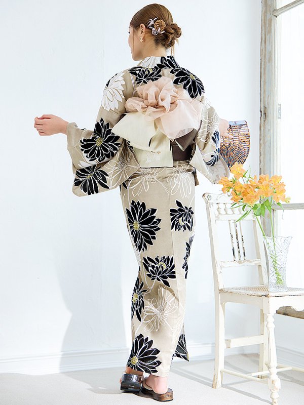 画像14: 【即日発送】レトロモダンマーガレット浴衣【浴衣３点セット 浴衣/帯/下駄】[YMT]