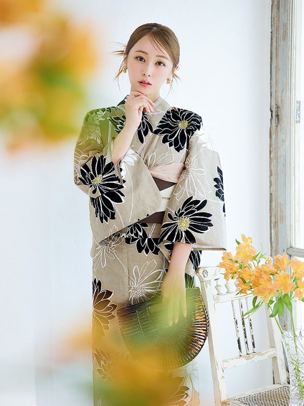 画像6: 【即日発送】レトロモダンマーガレット浴衣【浴衣３点セット 浴衣/帯/下駄】[YMT]