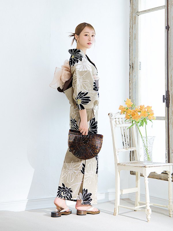 画像9: 【即日発送】レトロモダンマーガレット浴衣【浴衣３点セット 浴衣/帯/下駄】[YMT]