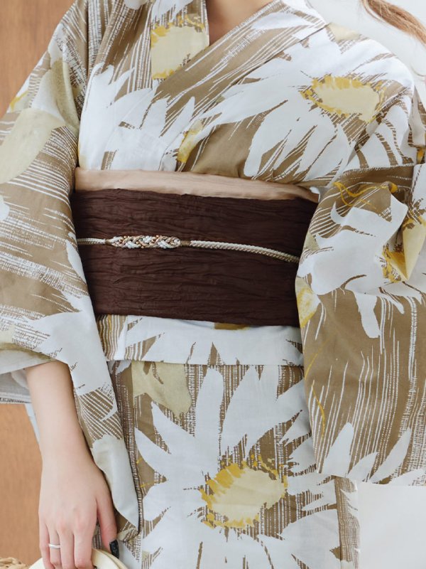 画像20: 【浴衣セール！】【即日発送】大人グリーンベージュフラワー浴衣【浴衣３点セット 浴衣/帯/下駄】[YMT]