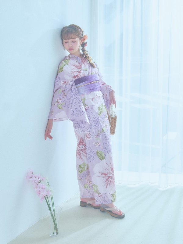 画像15: 【即日発送】ニュアンス朝顔ピンク浴衣【浴衣３点セット 浴衣/帯/下駄】[YMT]