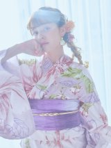 【即日発送】ニュアンス朝顔ピンク浴衣 OBI-g-500-kj-3-PL / HIMO-900-yn-8-P / HEKO-800-sb-5-WH / YA-943-kj-PL / YA-982-kn-P / GETA-01-kj-7-P / [YMT]