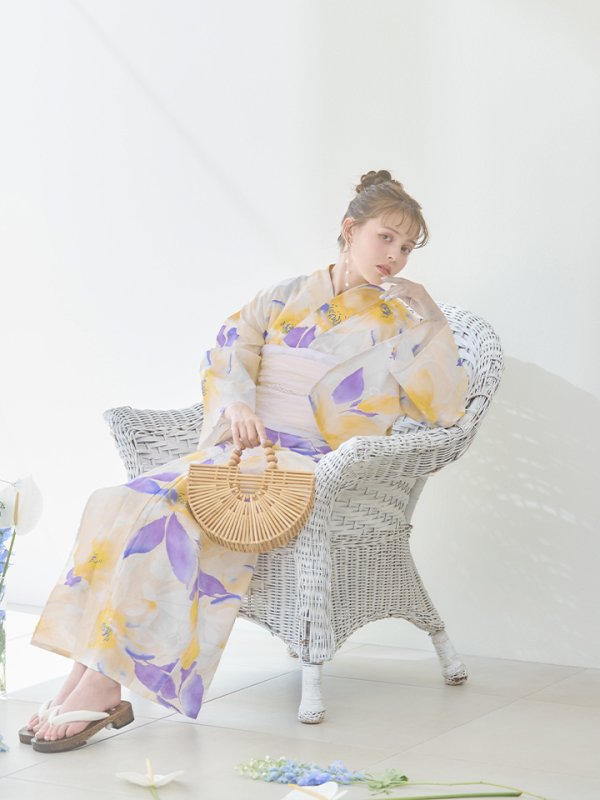 画像15: 【即日発送】鮮やか×大柄フラワー浴衣【浴衣３点セット 浴衣/帯/下駄】[YMT]