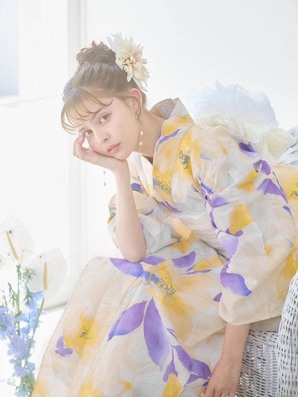 画像17: 【即日発送】鮮やか×大柄フラワー浴衣【浴衣３点セット 浴衣/帯/下駄】[YMT]