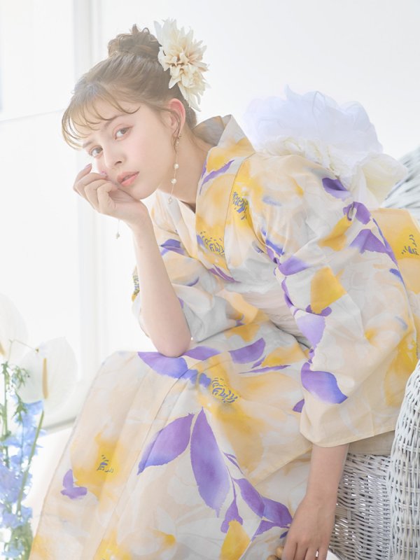 画像18: 【即日発送】鮮やか×大柄フラワー浴衣【浴衣３点セット 浴衣/帯/下駄】[YMT]