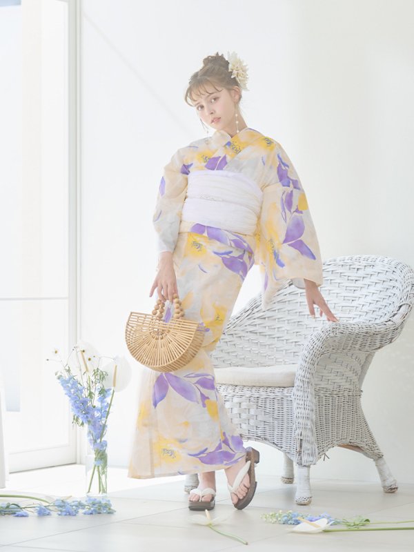 画像6: 【即日発送】鮮やか×大柄フラワー浴衣【浴衣３点セット 浴衣/帯/下駄】[YMT]