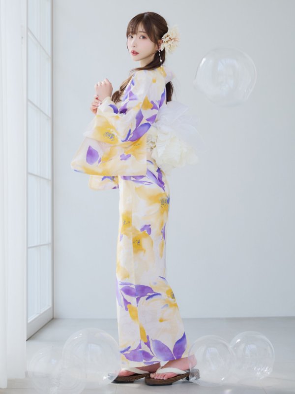 画像11: 【即日発送】鮮やか×大柄フラワー浴衣【浴衣３点セット 浴衣/帯/下駄】[YMT]