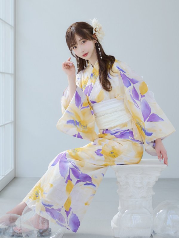 画像13: 【即日発送】鮮やか×大柄フラワー浴衣【浴衣３点セット 浴衣/帯/下駄】[YMT]