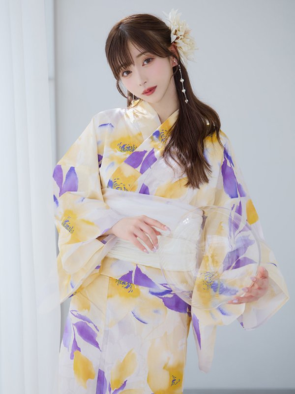 画像5: 【即日発送】鮮やか×大柄フラワー浴衣【浴衣３点セット 浴衣/帯/下駄】[YMT]