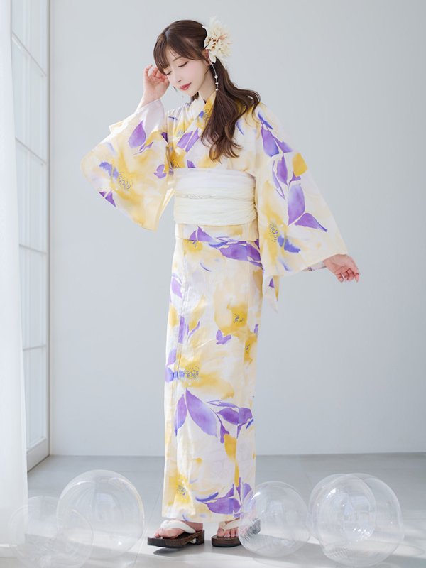 画像8: 【即日発送】鮮やか×大柄フラワー浴衣【浴衣３点セット 浴衣/帯/下駄】[YMT]