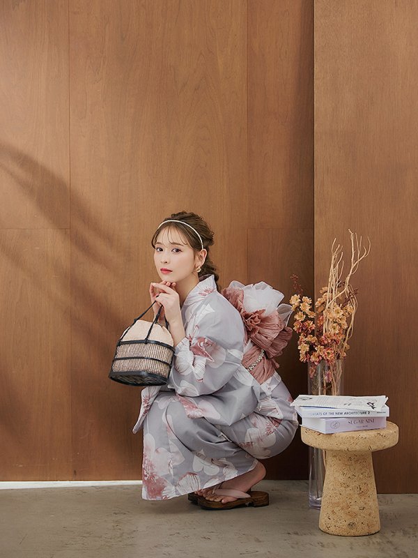 画像13: 【即日発送】シック大人フラワー浴衣【浴衣３点セット 浴衣/帯/下駄】[YMT]