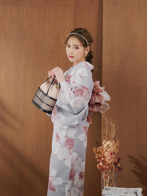 画像14: 【即日発送】シック大人フラワー浴衣【浴衣３点セット 浴衣/帯/下駄】[YMT]