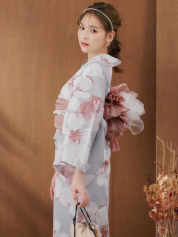 画像3: 【即日発送】シック大人フラワー浴衣【浴衣３点セット 浴衣/帯/下駄】[YMT]