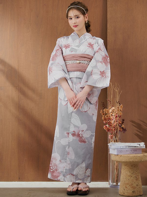 画像4: 【即日発送】シック大人フラワー浴衣【浴衣３点セット 浴衣/帯/下駄】[YMT]