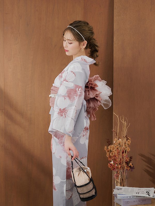 画像8: 【即日発送】シック大人フラワー浴衣【浴衣３点セット 浴衣/帯/下駄】[YMT]